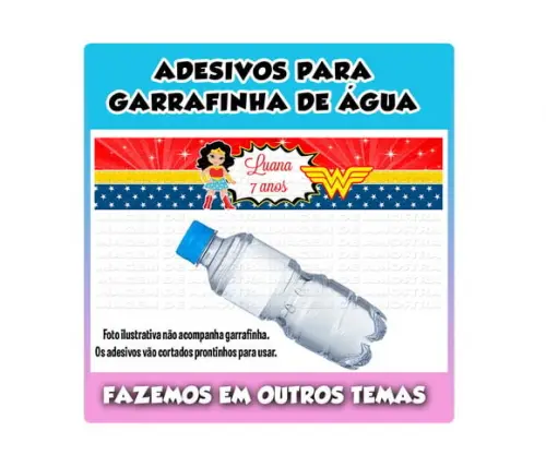 Rótulo Adesivo para Água Mulher Maravilha