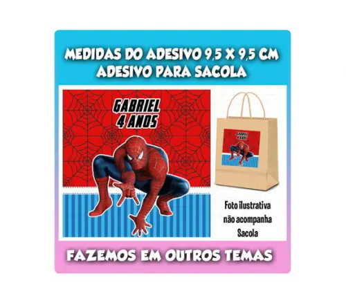 Adesivo para Sacola Sacolinha Surpresa Kraft Homem Aranha