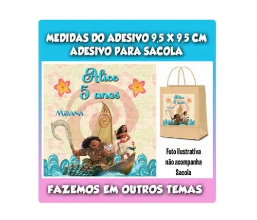 Adesivo para Sacolinha Surpresa Moana