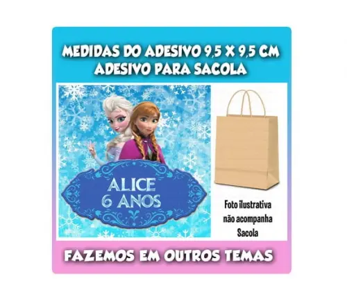 Adesivo para Sacola Sacolinha Surpresa Kraft Frozen