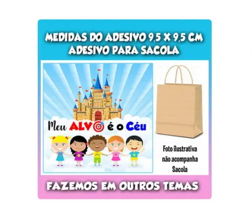Adesivo para Sacolinha Surpresa Meu Alvo É o Céu Evangélico