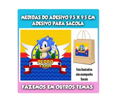 Adesivo para Sacolinha Surpresa Sonic
