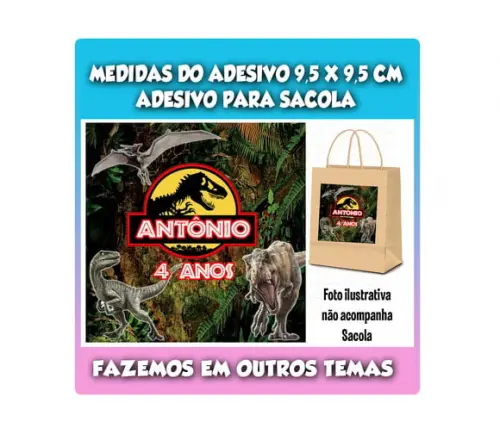 Adesivo para Sacolinha Surpresa Dinossauro Jurassic Park