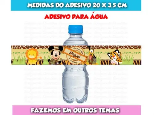 Rótulo Adesivo para Água Mickey Safari
