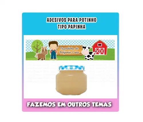 Adesivo para Potinho de Papinha Fazendinha