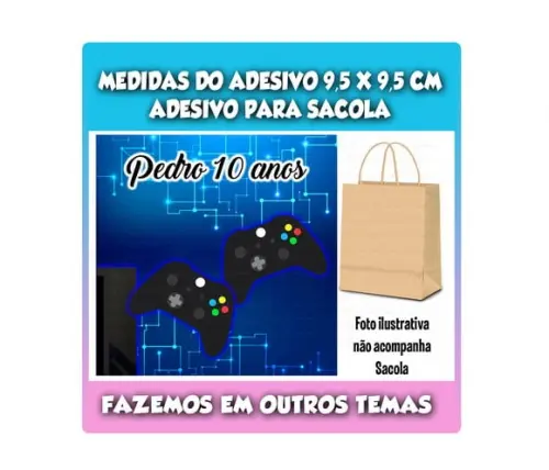 Adesivo para Sacolinha Surpresa Festa Vídeo Game