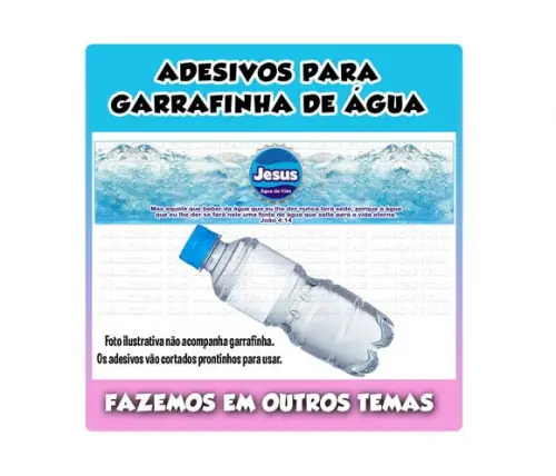 Rótulo Adesivo para Água Evangélico Jesus Água da Vida