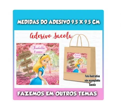 Adesivo para Sacolinha Surpresa Alice no Pais das Maravilhas