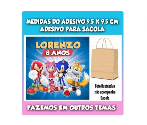 Adesivo para Sacolinha Surpresa Sonic