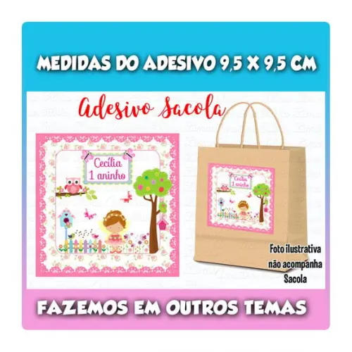 Adesivo para Sacolinha Surpresa Jardim Encantado