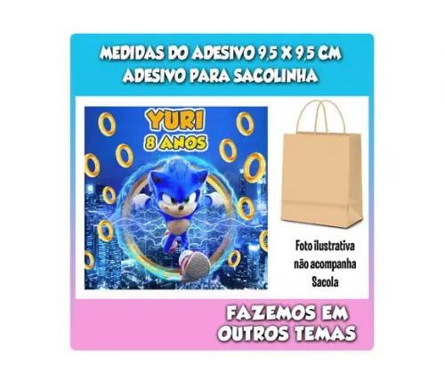 Adesivo para Sacolinha Surpresa Sonic
