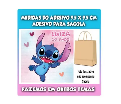 Adesivo para Sacolinha Surpresa Stitch