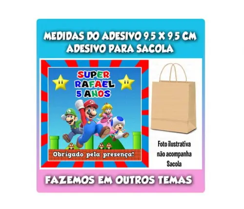 Adesivo para Sacolinha Surpresa Super Mario Bros