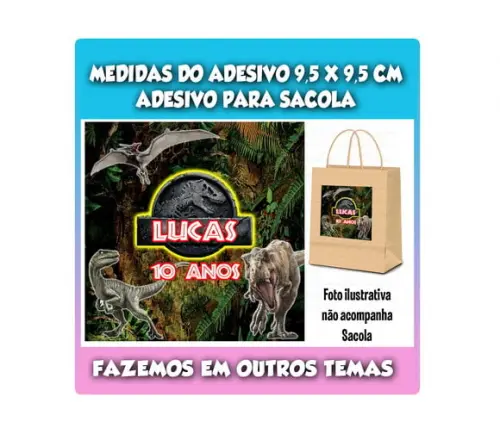 Adesivo para Sacolinha Surpresa Dinossauro Jurassic Park