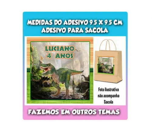 Adesivo para Sacolinha Surpresa Dinossauro