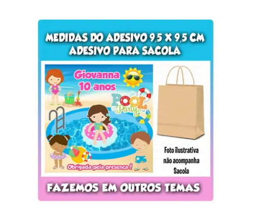 Adesivo para Sacolinha Surpresa Pool Party