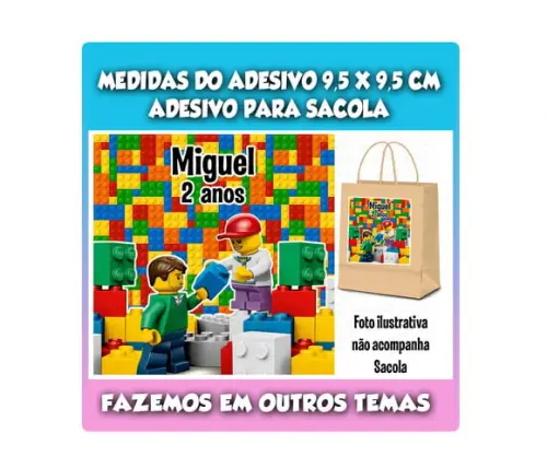 Adesivo para Sacolinha Kraft Surpresa Lego