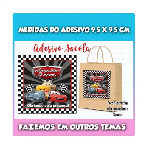 Adesivo para Sacolinha Surpresa Kraft Carros