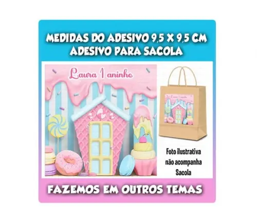 Adesivo para Sacolinha Surpresa Tema Doces e Guloseimas