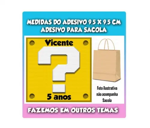 Adesivo para Sacolinha Surpresa Super Mario Bros