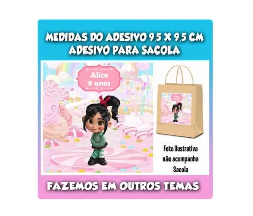 Adesivo para Sacolinha Surpresa Vanellope Detona Ralph