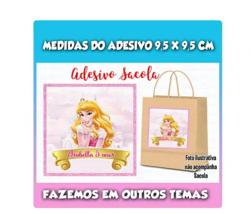 Adesivo para Sacolinha Surpresa a Bela Adormecida Aurora