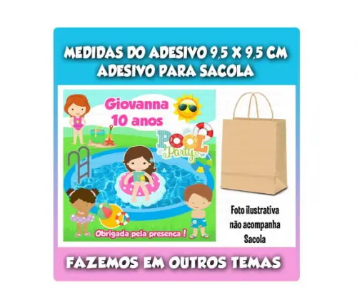 Adesivo para Sacolinha Surpresa Pool Party