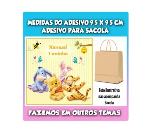 Adesivo para Sacolinha Surpresa Ursinho Pooh
