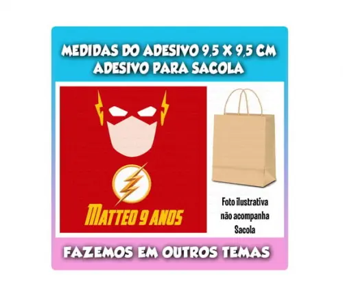 Adesivo Sacola Sacolinha Surpresa Kraf The Flash Vingadores