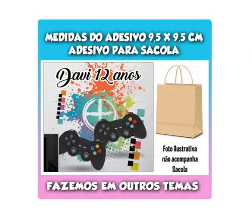 Adesivo para Sacolinha Surpresa Festa Vídeo Game