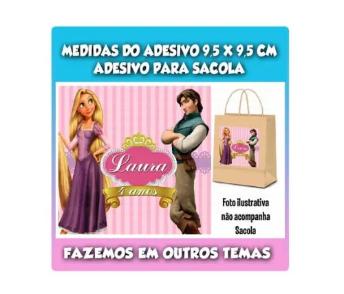 Adesivo para Sacolinha Surpresa Rapunzel