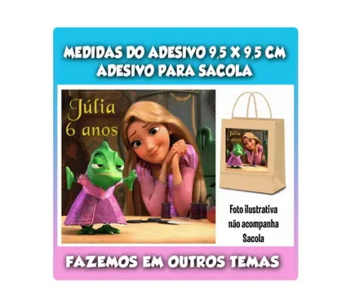 Adesivo para Sacolinha Surpresa Rapunzel