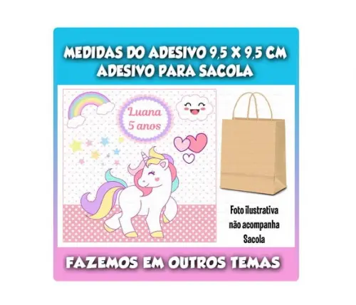 Adesivo para Sacolinha Surpresa Unicórnio