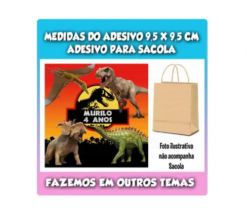 Adesivo para Sacolinha Surpresa Dinossauro Jurassic Park