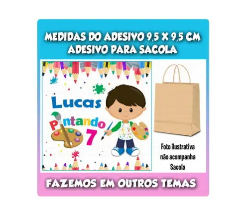 Adesivo para Sacolinha Surpresa Pintando o 7