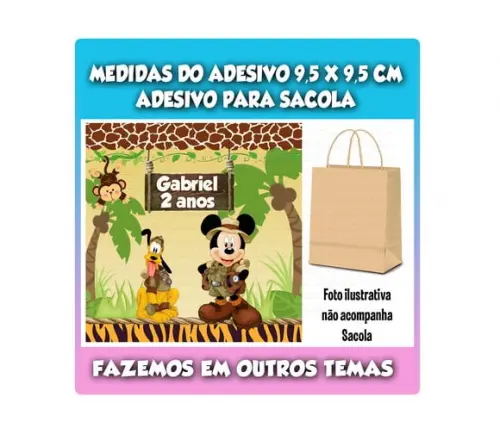 Adesivo para Sacolinha Surpresa Mickey Safari