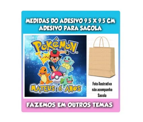 Adesivo para Sacolinha Surpresa Pokémon