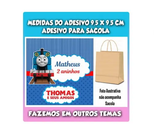 Adesivo para Sacolinha Surpresa Trem Thomas e Seus Amigos