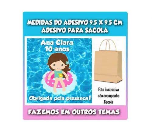 Adesivo para Sacolinha Surpresa Pool Party