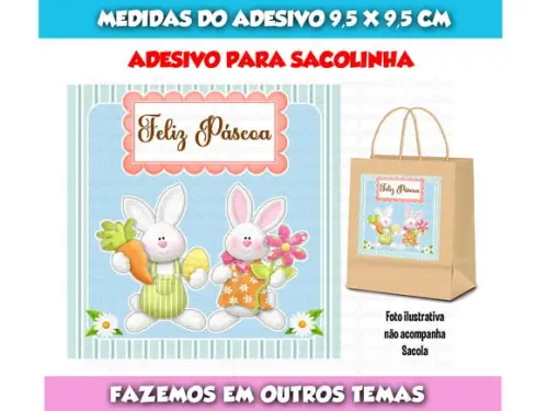 Adesivo Páscoa para Sacola Sacolinha Surpresa Kraft