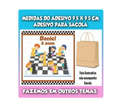 Adesivo para Sacolinha Surpresa Jogo Xadrez