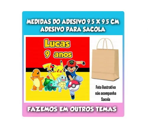 Adesivo para Sacolinha Surpresa Pokémon