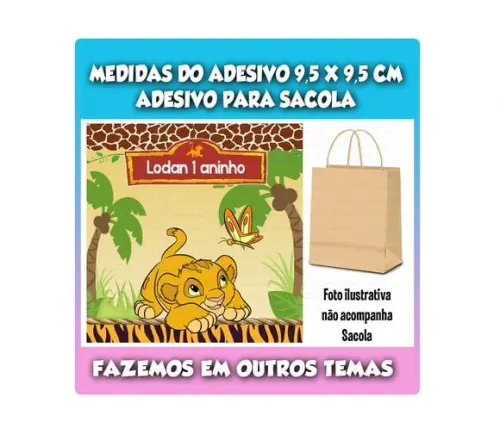 Adesivo para Sacolinha Surpresa Rei Leão Baby Simba
