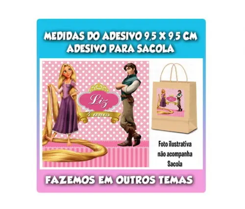 Adesivo para Sacolinha Surpresa Rapunzel