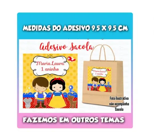 Adesivo para Sacolinha Surpresa Branca de Neve