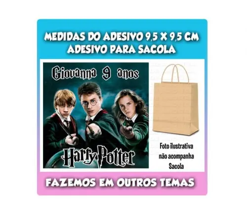 Adesivo para Sacola Sacolinha Surpresa Kraft Harry Potter