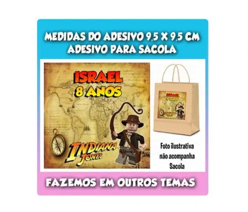 Adesivo para Sacolinha Surpresa Lego Indiana Jones