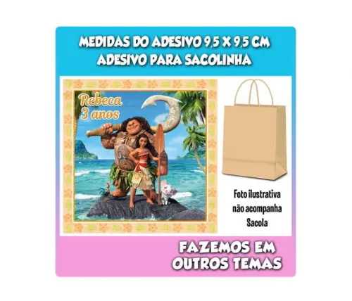 Adesivo para Sacolinha Surpresa Moana