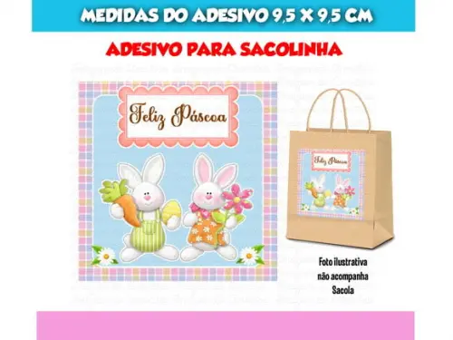 Adesivo Páscoa para Sacola Sacolinha Surpresa Kraft