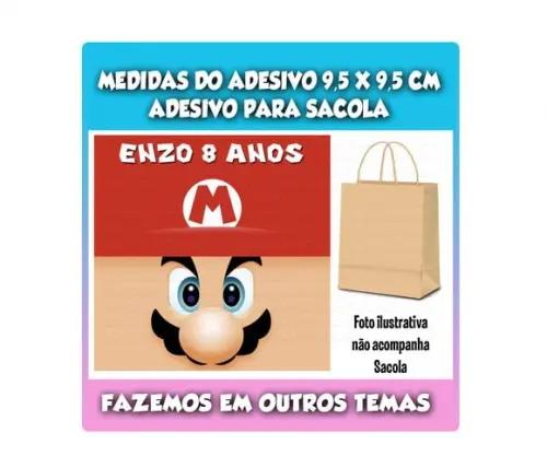 Adesivo para Sacolinha Surpresa Kraft Super Mario